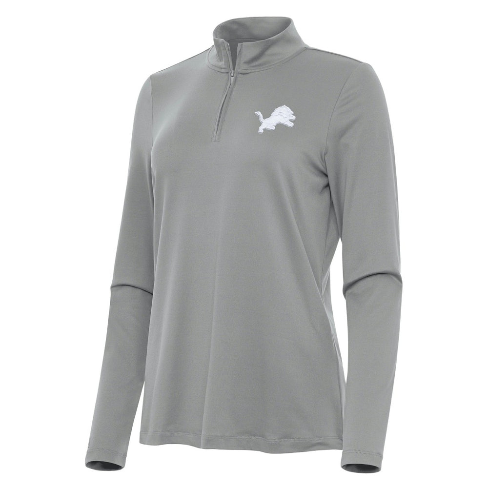 Detroit Lions Antigua Women's Reprocess Quarter-Zip Top Gray - NFL