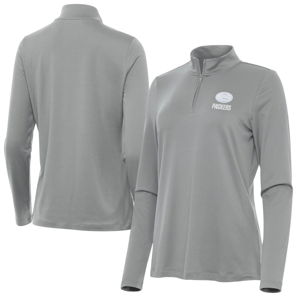 Green Bay Packers Antigua Women's Reprocess Quarter-Zip Top Gray - NFL