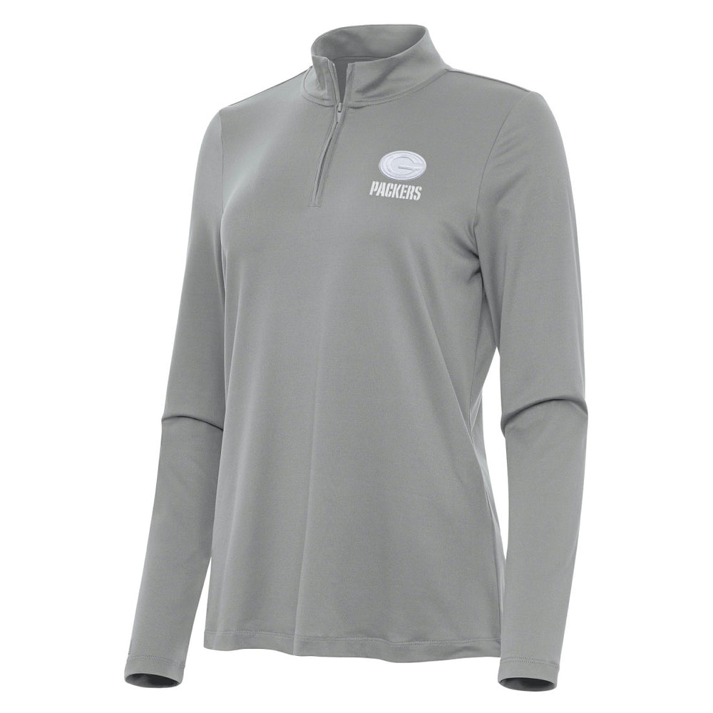 Green Bay Packers Antigua Women's Reprocess Quarter-Zip Top Gray - NFL