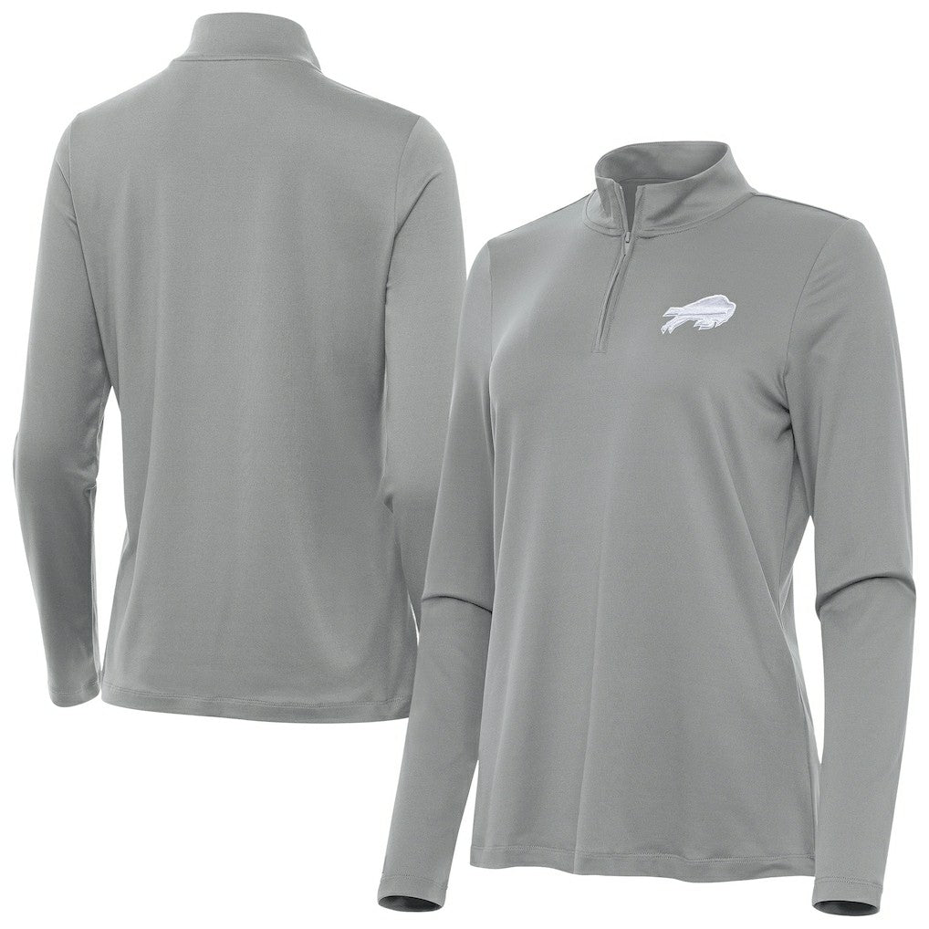 Buffalo Bills Antigua Women's Reprocess Quarter-Zip Top Gray - NFL