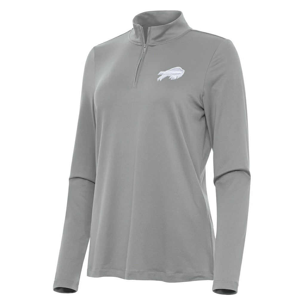 Buffalo Bills Antigua Women's Reprocess Quarter-Zip Top Gray - NFL