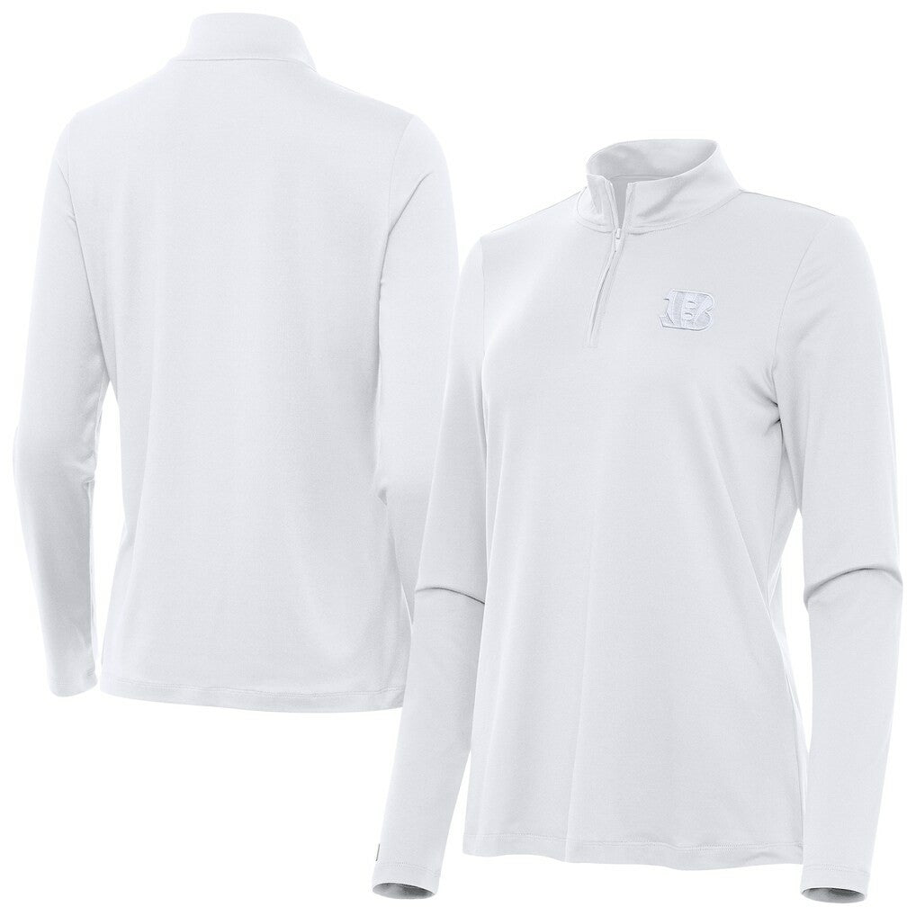 Cincinnati Bengals Antigua Women's Reprocess Quarter-Zip Top White - NFL