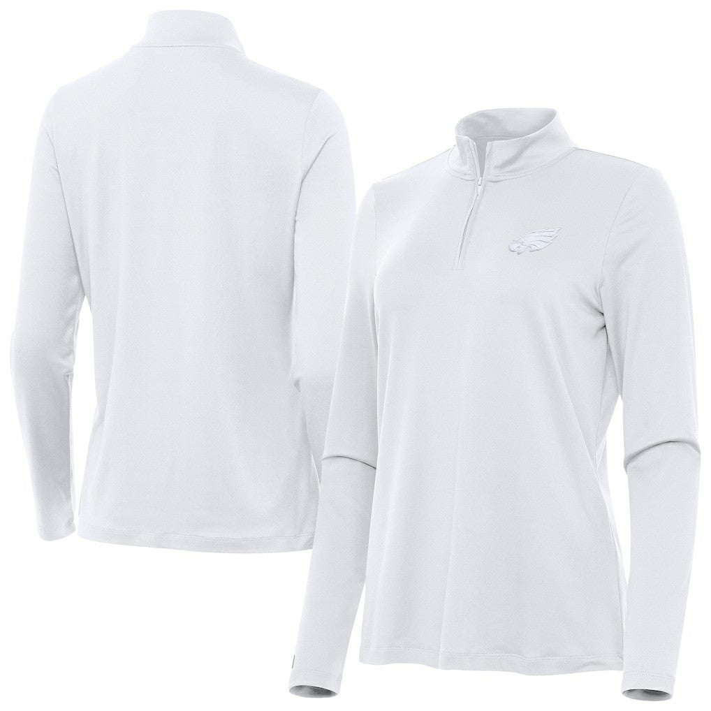 Philadelphia Eagles Antigua Women's Reprocess Quarter-Zip Top White - NFL