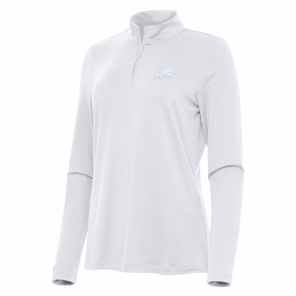 Philadelphia Eagles Antigua Women's Reprocess Quarter-Zip Top White - NFL