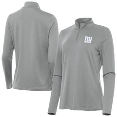 New York Giants Antigua Women's Reprocess Quarter-Zip Top Gray - NFL