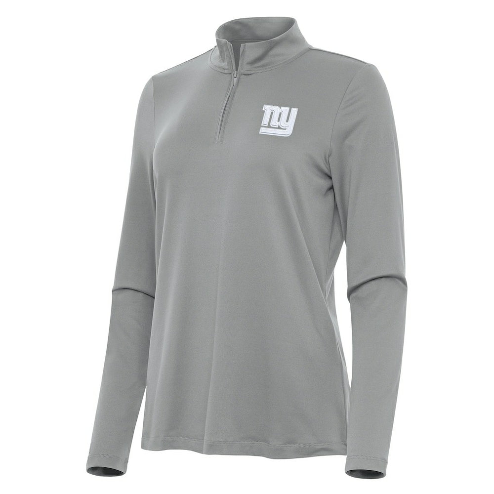 New York Giants Antigua Women's Reprocess Quarter-Zip Top Gray - NFL