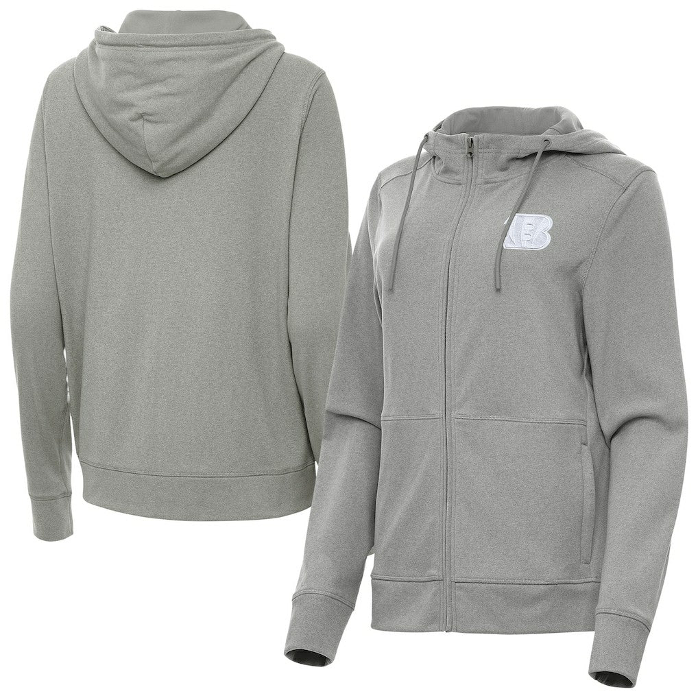 Cincinnati Bengals Antigua Women's Seeker Full-Zip Hoodie Jacket Heather Gray - NFL