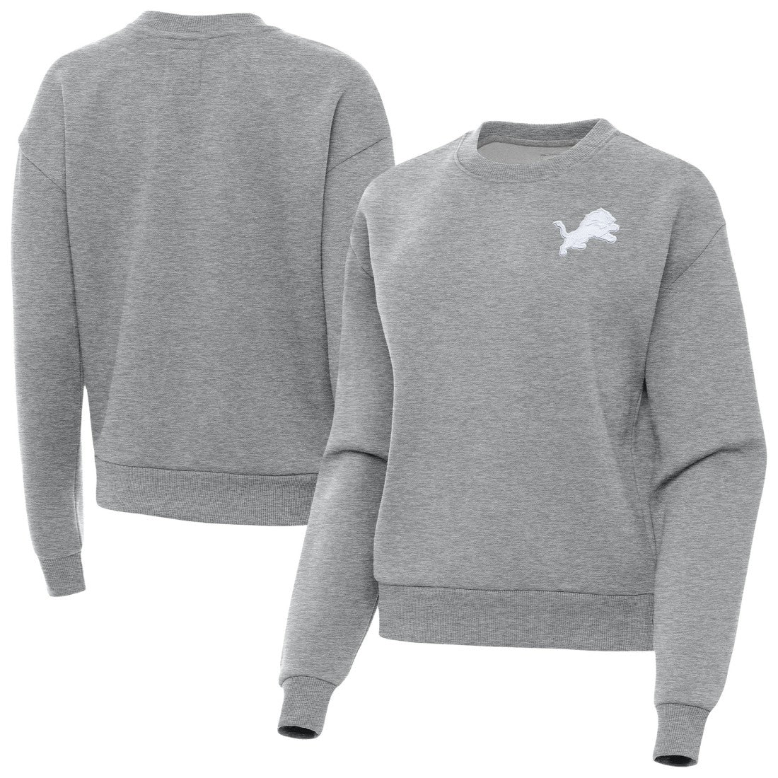 Detroit Lions Antigua Women's Victory Crew Pullover Sweatshirt Heather Gray - NFL