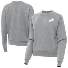 Detroit Lions Antigua Women's Victory Crew Pullover Sweatshirt Heather Gray - NFL