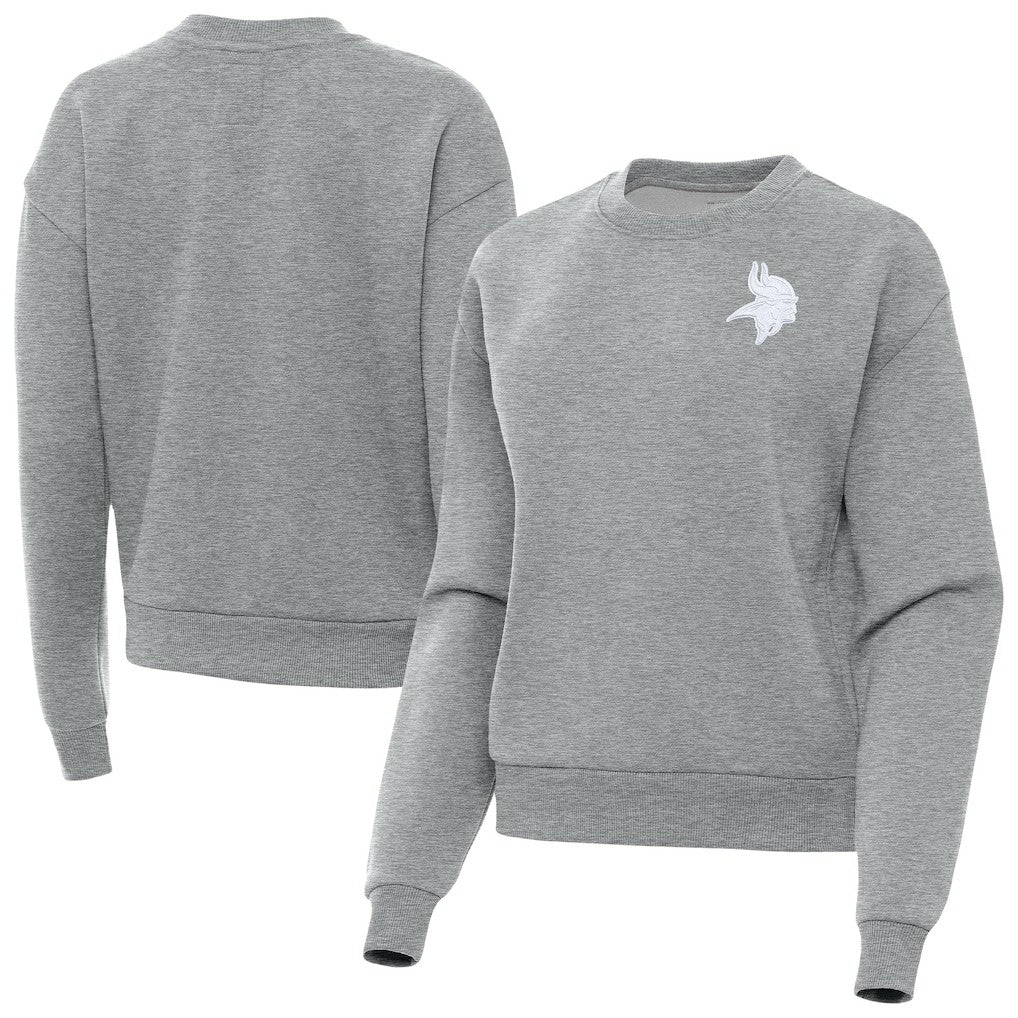 Minnesota Vikings Antigua Women's Victory Crew Pullover Sweatshirt Heather Gray - NFL