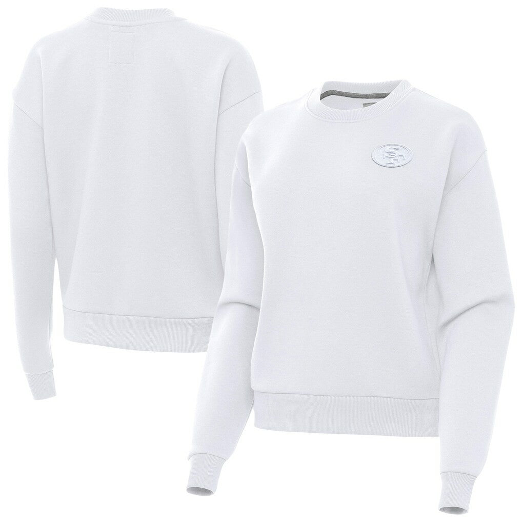 San Francisco 49ers Antigua Women's Victory Crew Pullover Sweatshirt White - NFL