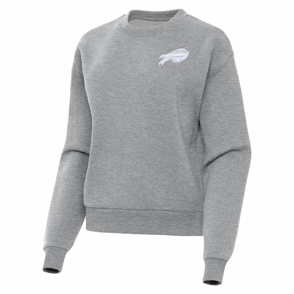 Buffalo Bills Antigua Women's Victory Crew Pullover Sweatshirt Heather Gray - NFL