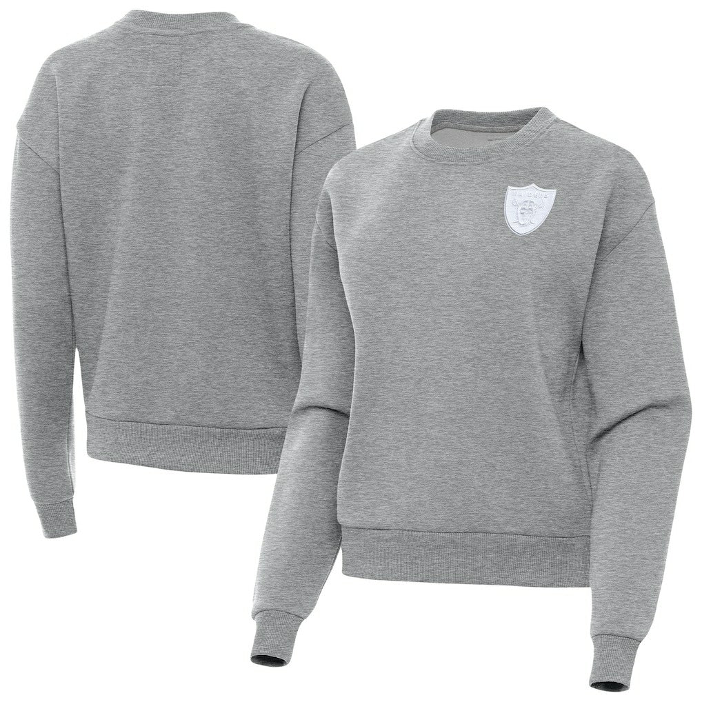 Las Vegas Raiders Antigua Women's Victory Crew Pullover Sweatshirt Heather Gray - NFL