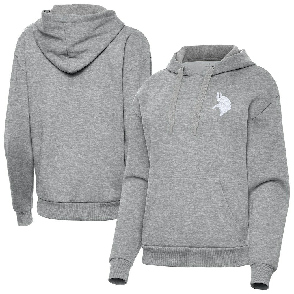 Minnesota Vikings Antigua Women's Victory Pullover Hoodie Heather Gray - NFL