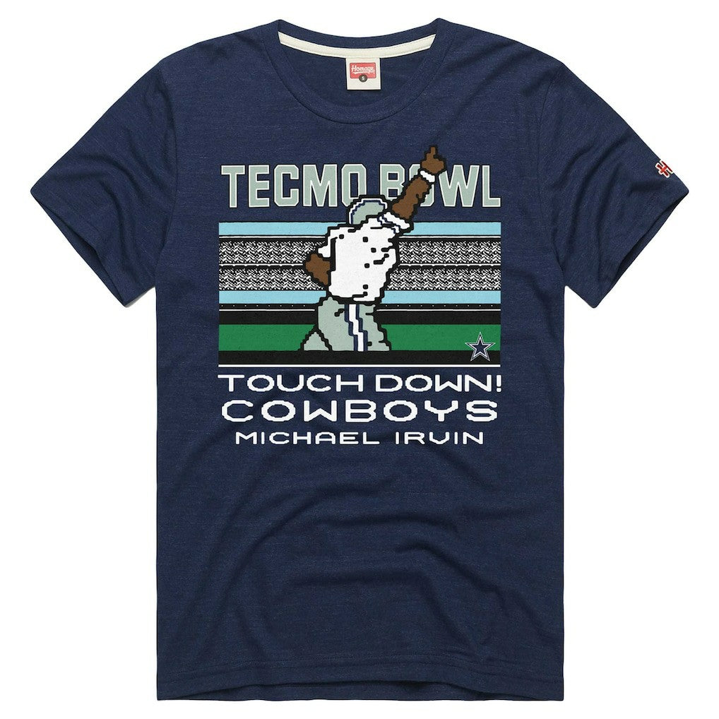 Michael Irvin Dallas Cowboys Homage Unisex Tecmo Bowl Retired Player Graphic Tri-Blend T-Shirt Navy - NFL