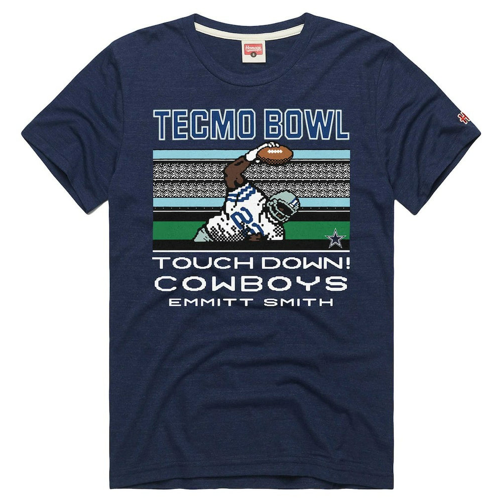 Emmitt Smith Dallas Cowboys Homage Unisex Tecmo Bowl Retired Player Graphic Tri-Blend T-Shirt Navy - NFL