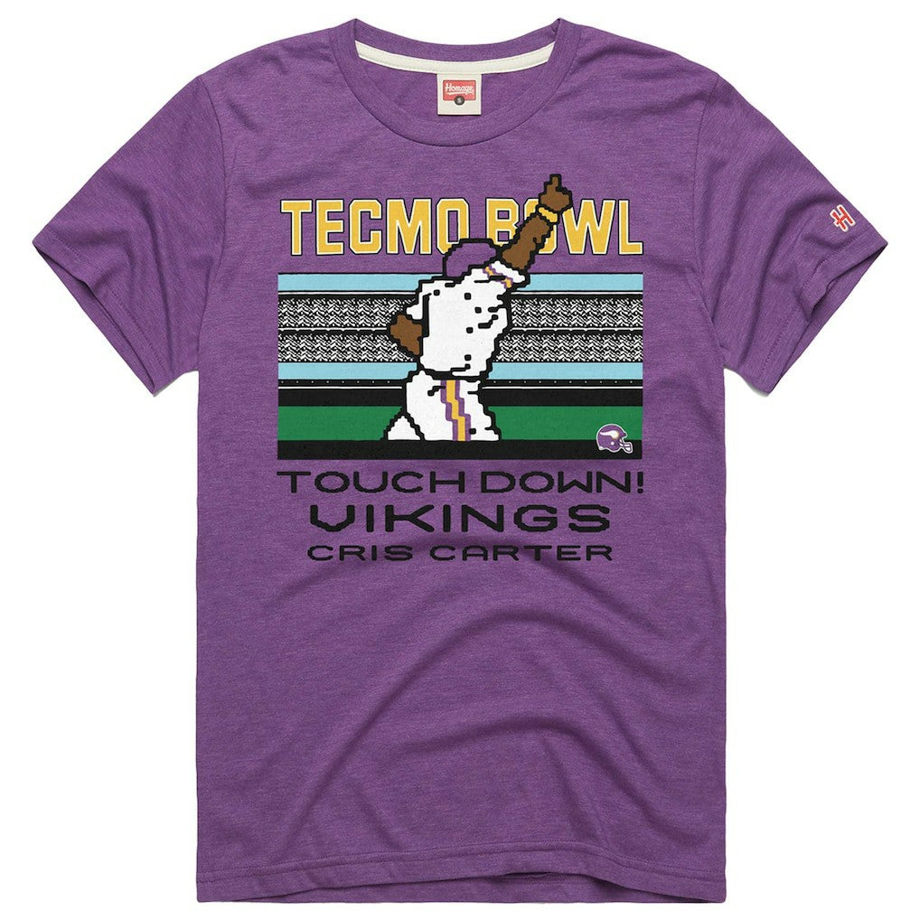 Cris Carter Minnesota Vikings Homage Unisex Tecmo Bowl Retired Player Graphic Tri-Blend T-Shirt Purple - NFL