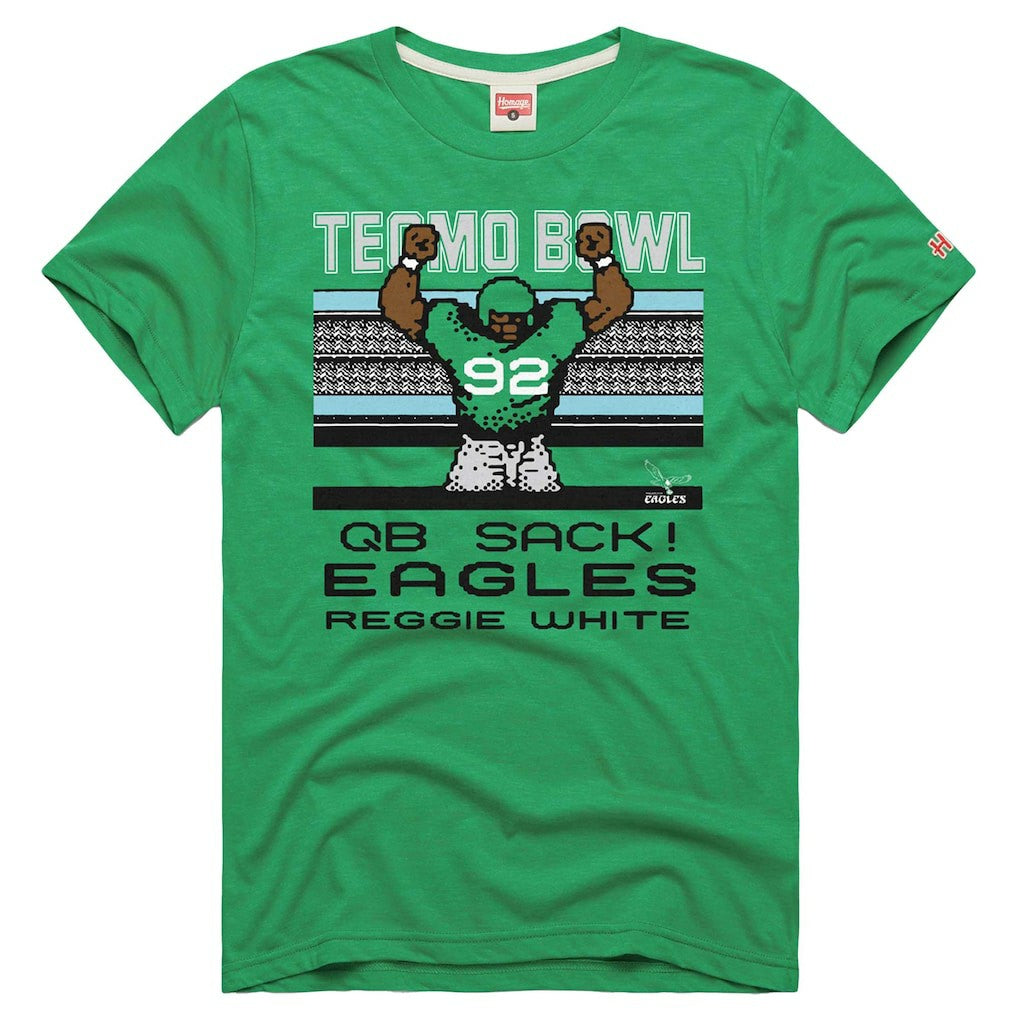 Reggie White Philadelphia Eagles Homage Unisex Tecmo Bowl Retired Player Graphic Tri-Blend T-Shirt Kelly Green - NFL