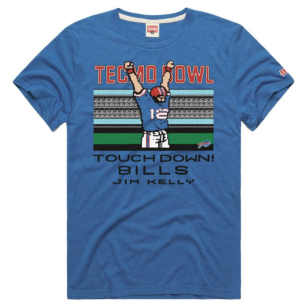 Jim Kelly Buffalo Bills Homage Unisex Tecmo Bowl Retired Player Graphic Tri-Blend T-Shirt Royal - NFL