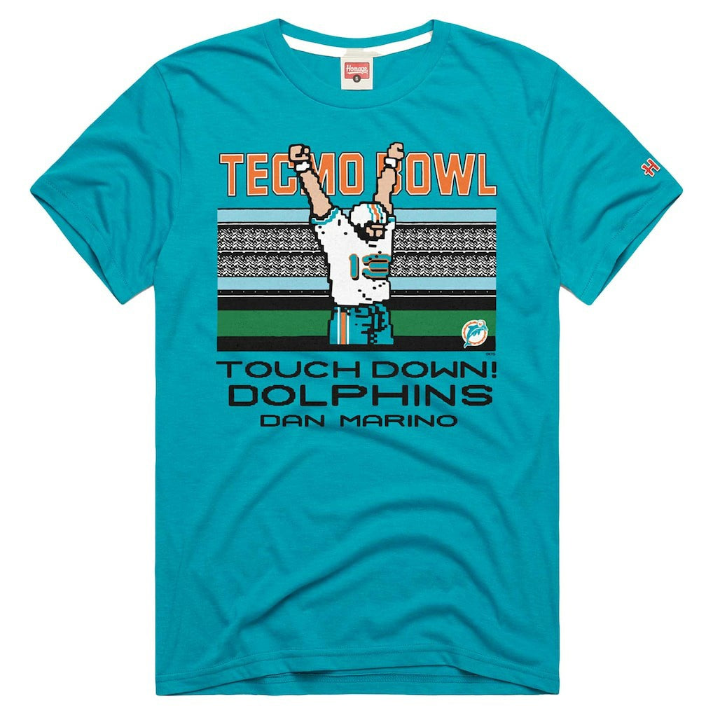 Dan Marino Miami Dolphins Homage Unisex Tecmo Bowl Retired Player Graphic Tri-Blend T-Shirt Aqua - NFL