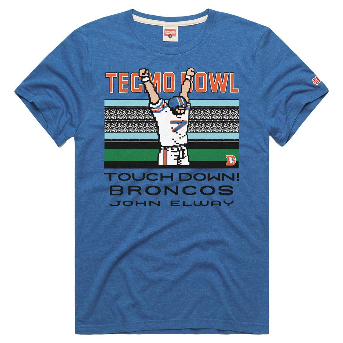 John Elway Denver Broncos Homage Unisex Tecmo Bowl Retired Player Graphic Tri-Blend T-Shirt Royal - NFL