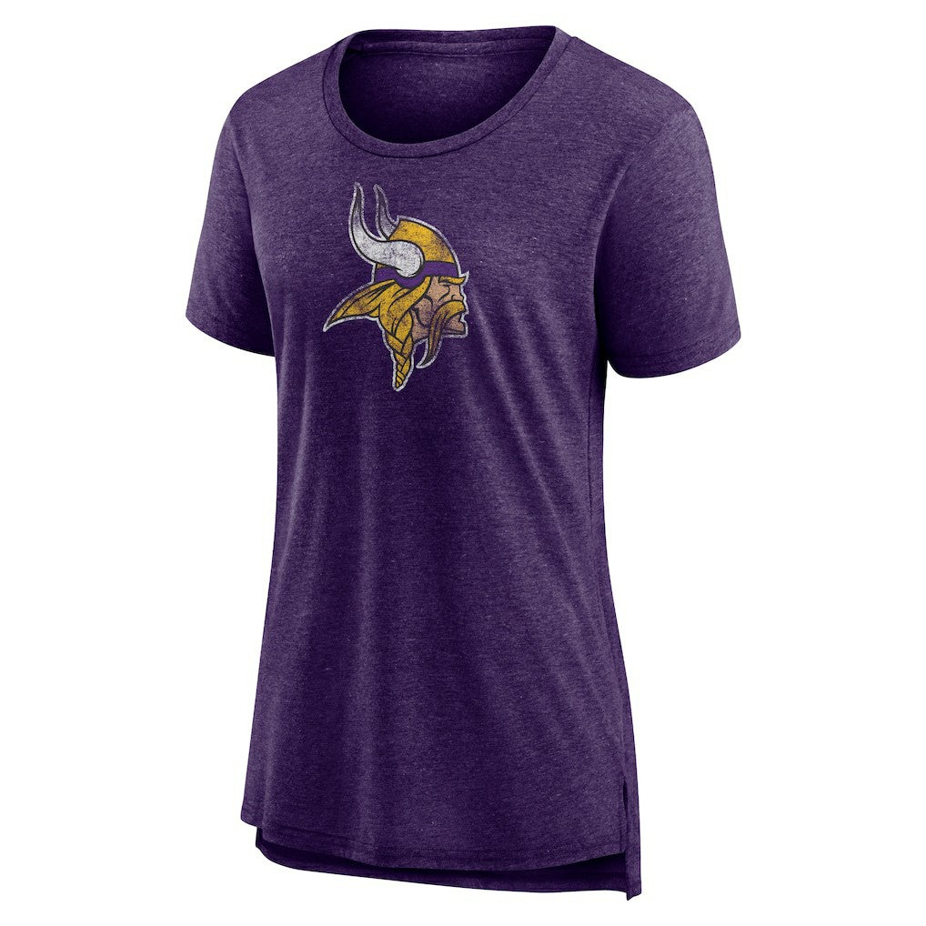 Minnesota Vikings Women's Distressed Tri-Blend T-Shirt Purple - NFL