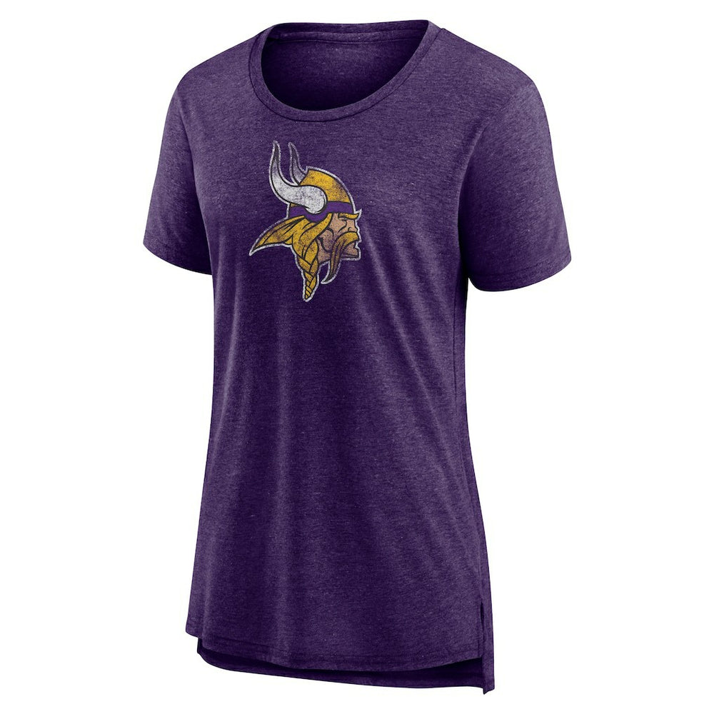 Minnesota Vikings Women's Distressed Tri-Blend T-Shirt Purple - NFL