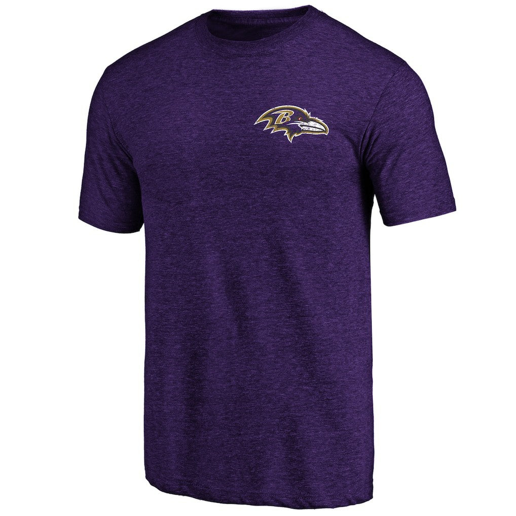 Baltimore Ravens Purple Left Chest Distressed Tri-Blend T-Shirt - NFL