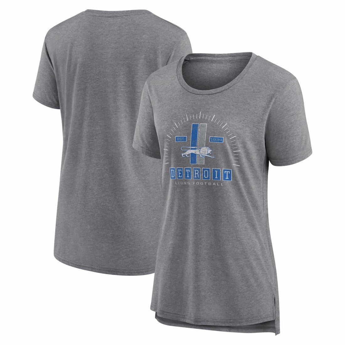 Detroit Lions Women's Vintage Graphic Tri-Blend Scoop Neck T-Shirt Gray - Nike