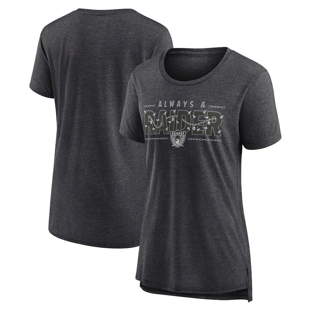 Las Vegas Raiders Women's Vintage Graphic Tri-Blend Scoop Neck T-Shirt Charcoal - Nike