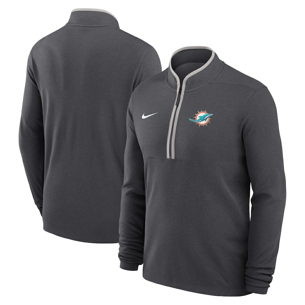 Miami Dolphins Lightweight Victory Dri-FIT Half-Zip Pullover Anthracite - Nike