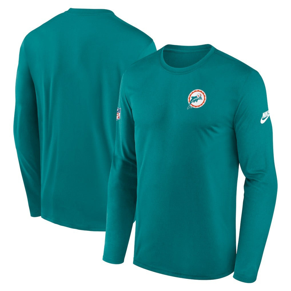 Miami Dolphins Legend Small Logo Dri-FIT Long Sleeve T-Shirt Aqua - Nike