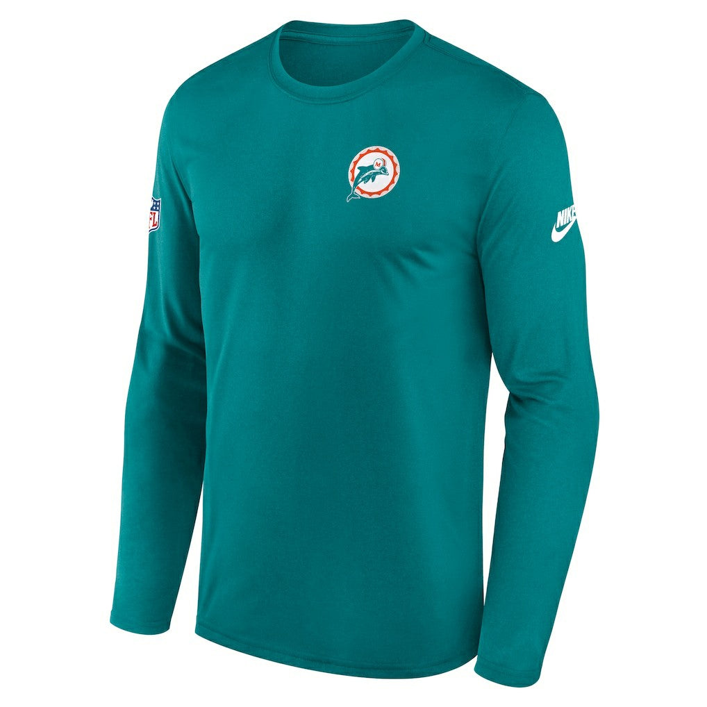 Miami Dolphins Legend Small Logo Dri-FIT Long Sleeve T-Shirt Aqua - Nike