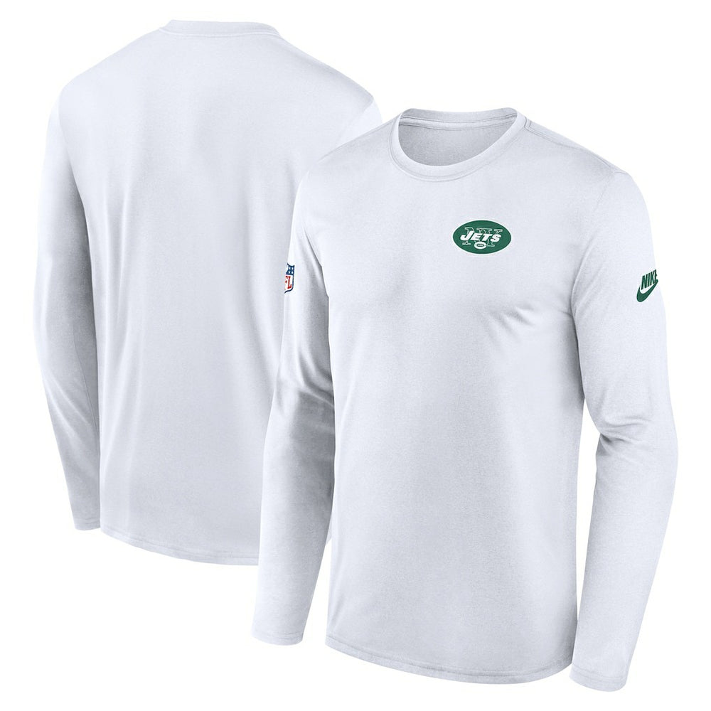 New York Jets Legend Small Logo Dri-FIT Long Sleeve T-Shirt White - Nike