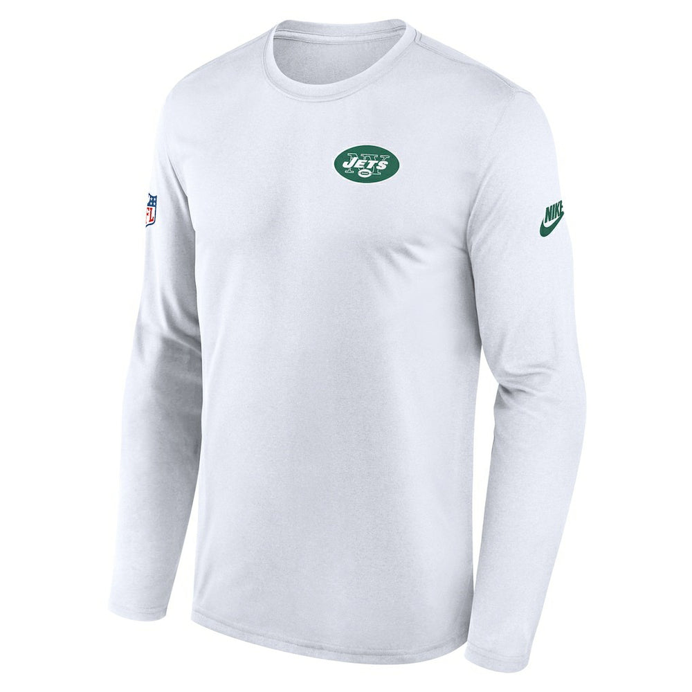 New York Jets Legend Small Logo Dri-FIT Long Sleeve T-Shirt White - Nike