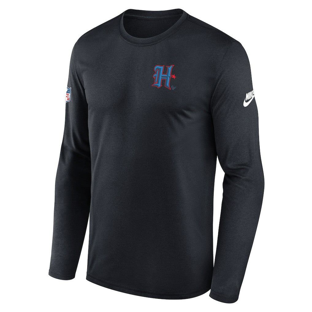 Houston Texans Legend Small Logo Dri-FIT Long Sleeve T-Shirt Navy - Nike
