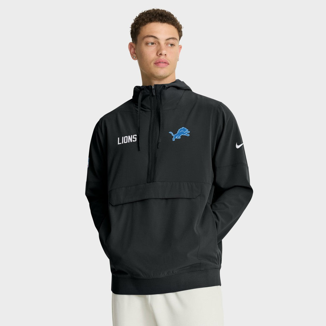 Detroit Lions Sideline Alt Pack Anorak Half-Zip Hoodie Jacket Black - Nike
