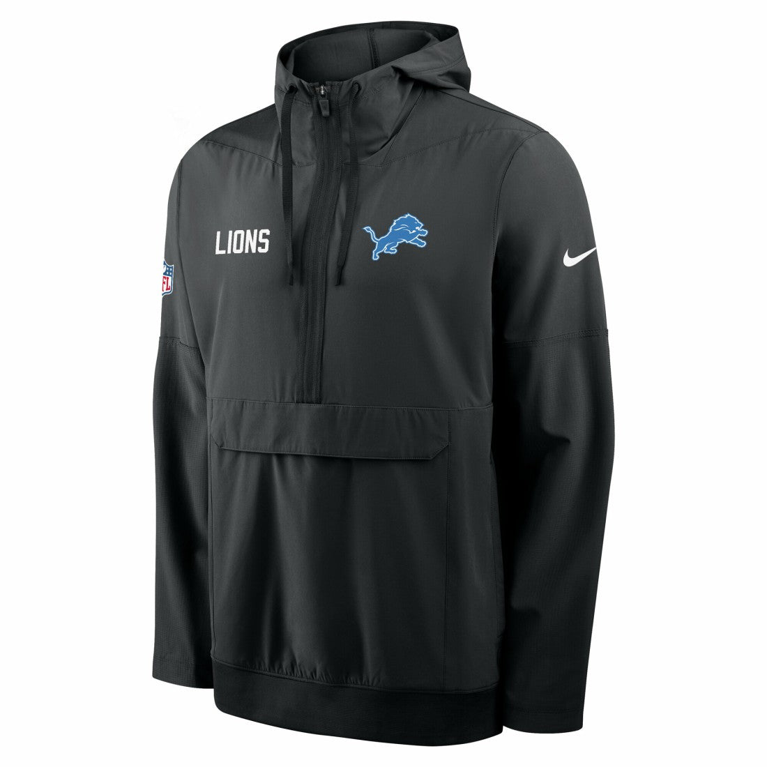 Detroit Lions Sideline Alt Pack Anorak Half-Zip Hoodie Jacket Black - Nike