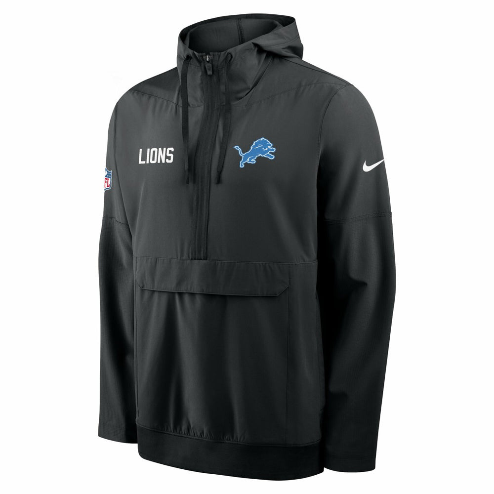 Detroit Lions Sideline Alt Pack Anorak Half-Zip Hoodie Jacket Black - Nike