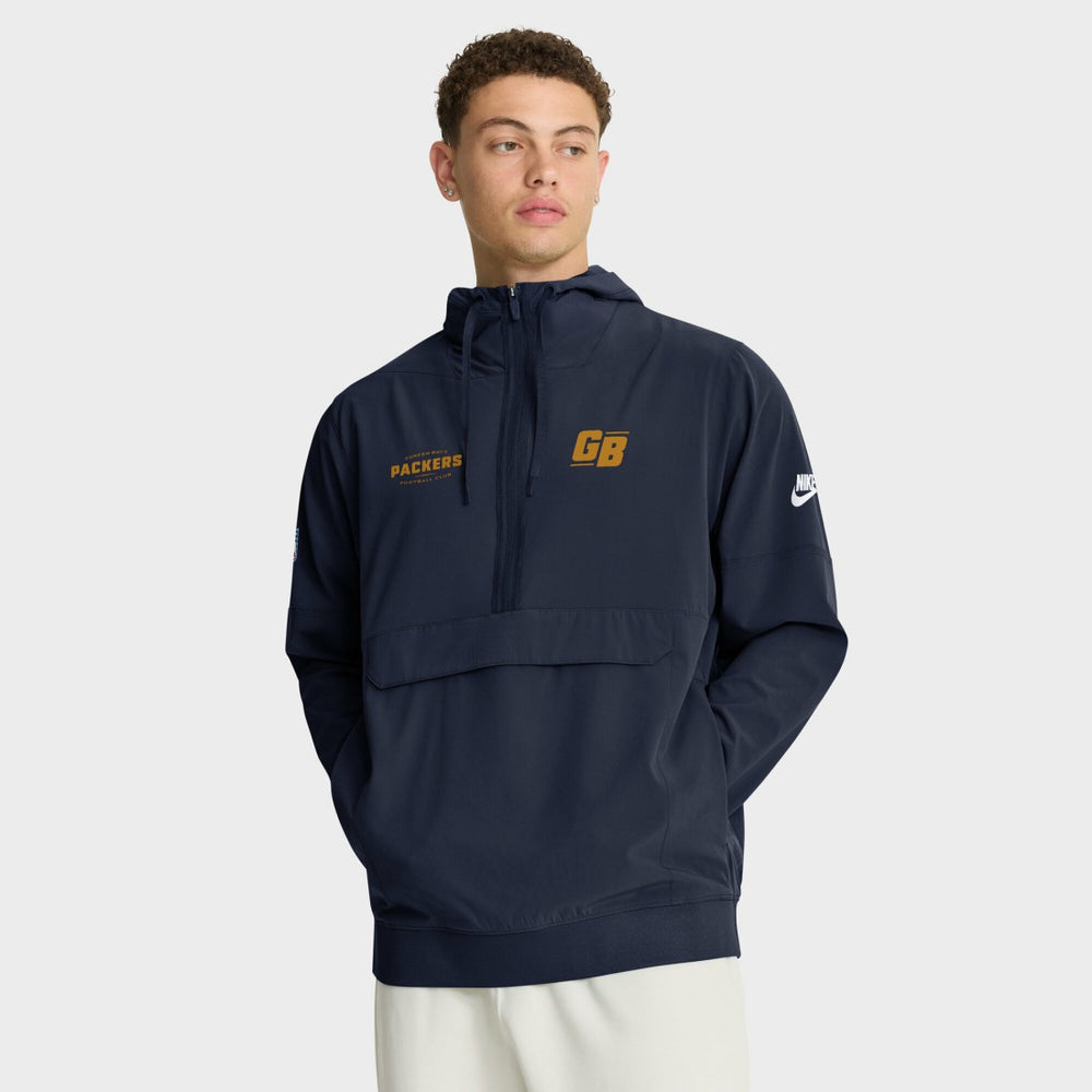 Green Bay Packers The 1923 Classic Sideline Half-Zip Anorak Jacket Navy - Nike