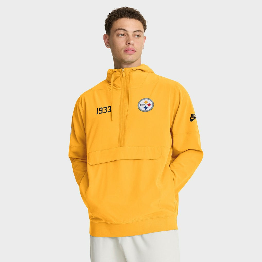 Pittsburgh Steelers 1933 Sideline Alt Pack Anorak Half-Zip Hoodie Jacket Gold - Nike