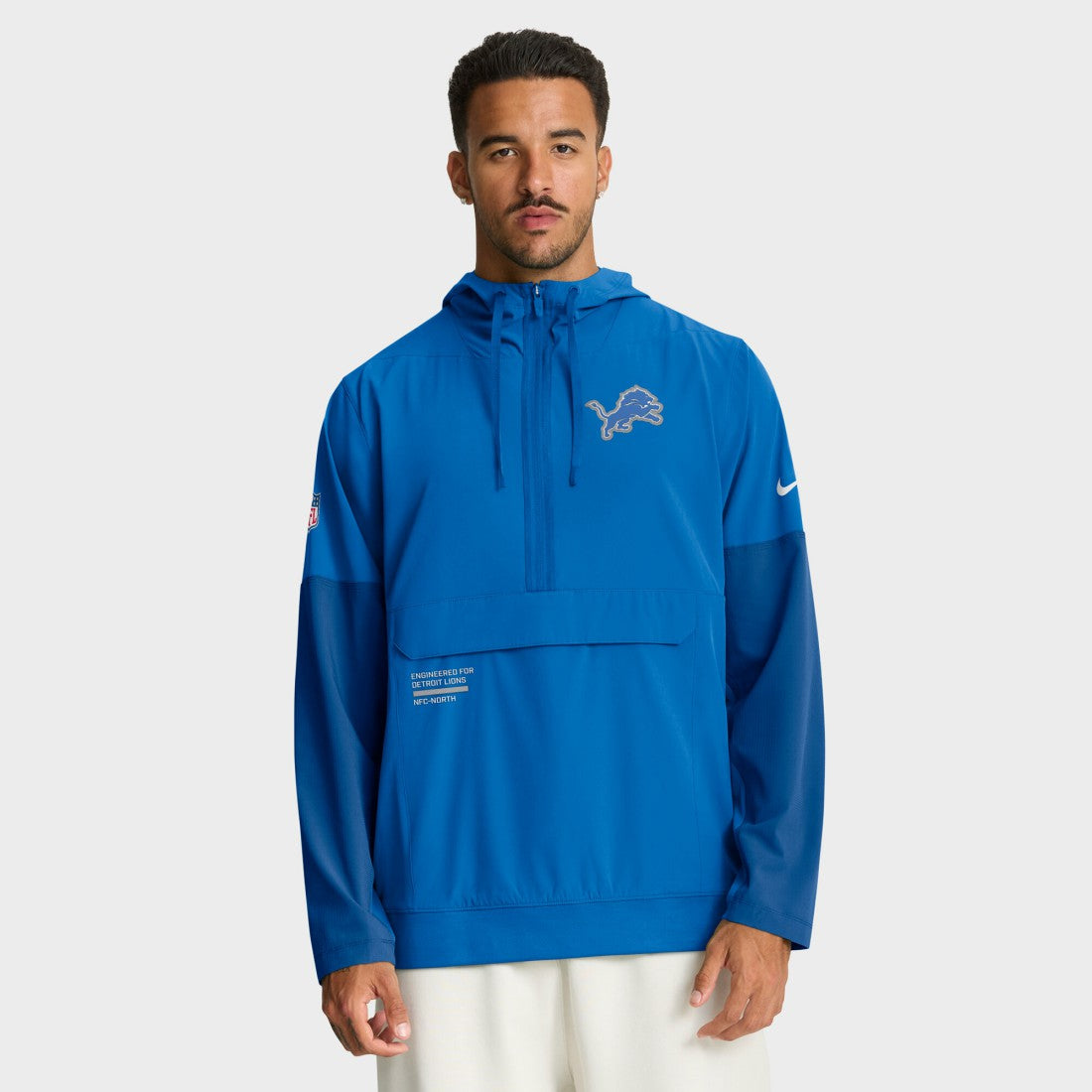 Detroit Lions Sideline Anorak Half-Zip Hoodie Jacket Blue - Nike