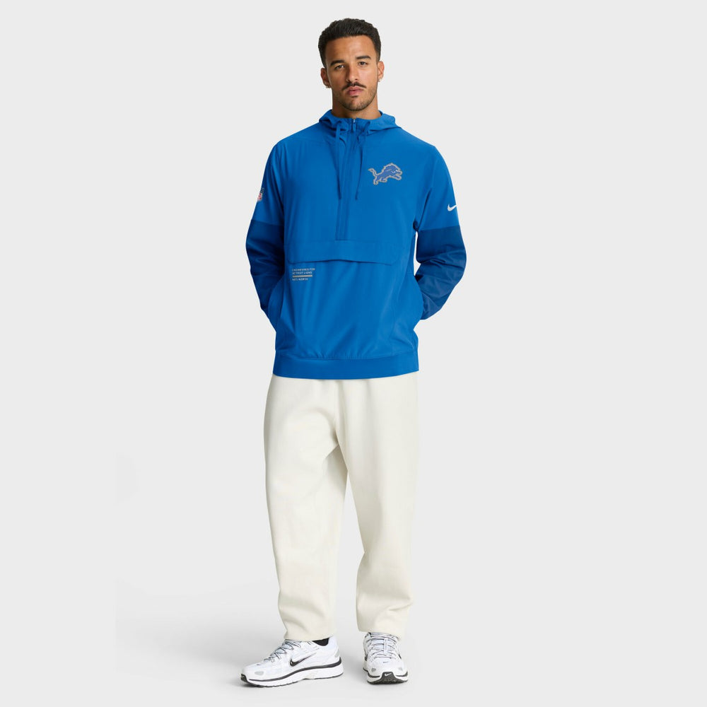 Detroit Lions Sideline Anorak Half-Zip Hoodie Jacket Blue - Nike