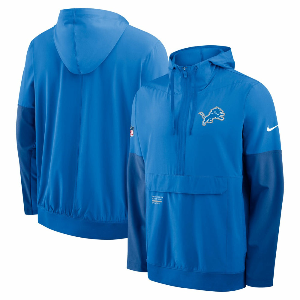 Detroit Lions Sideline Anorak Half-Zip Hoodie Jacket Blue - Nike