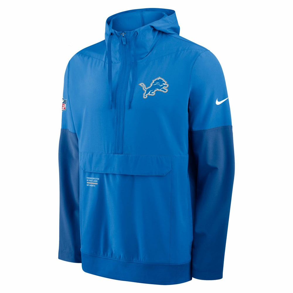 Detroit Lions Sideline Anorak Half-Zip Hoodie Jacket Blue - Nike