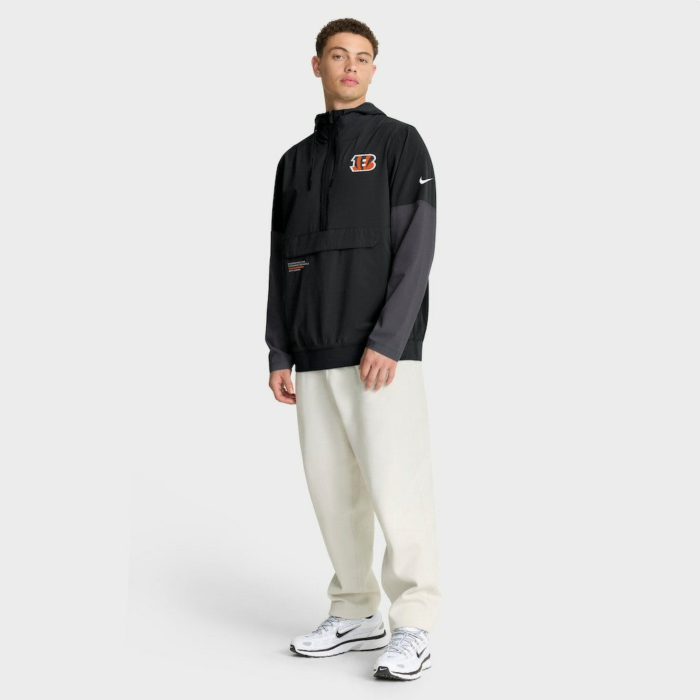 Cincinnati Bengals Sideline Anorak Half-Zip Hoodie Jacket Black - Nike