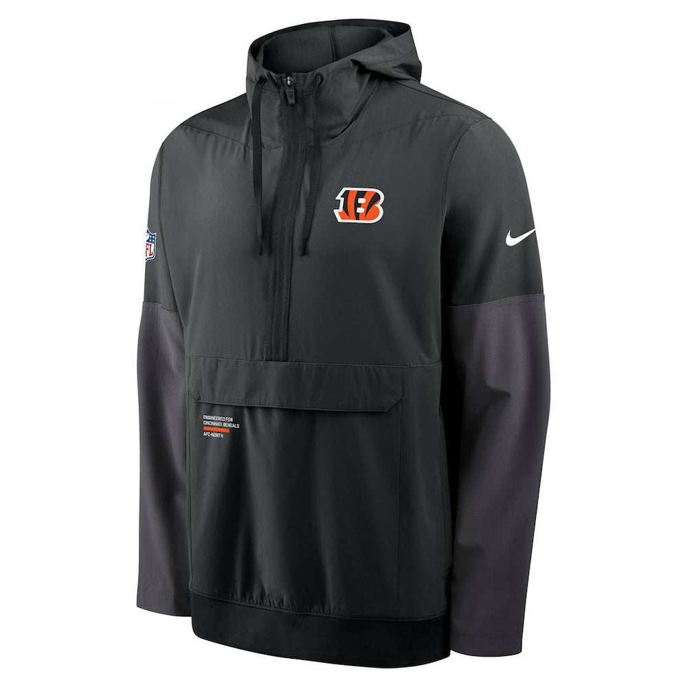 Cincinnati Bengals Sideline Anorak Half-Zip Hoodie Jacket Black - Nike