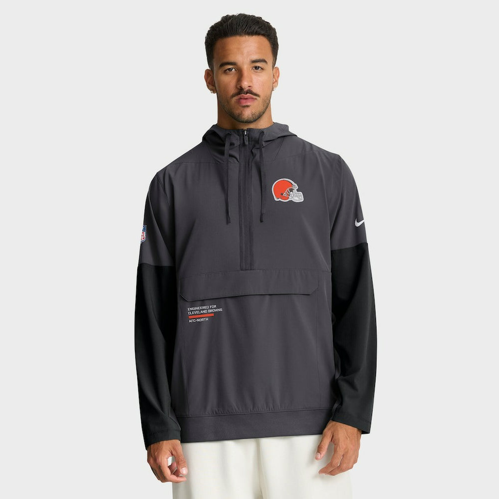 Cleveland Browns Sideline Anorak Half-Zip Hoodie Jacket Anthracite - Nike