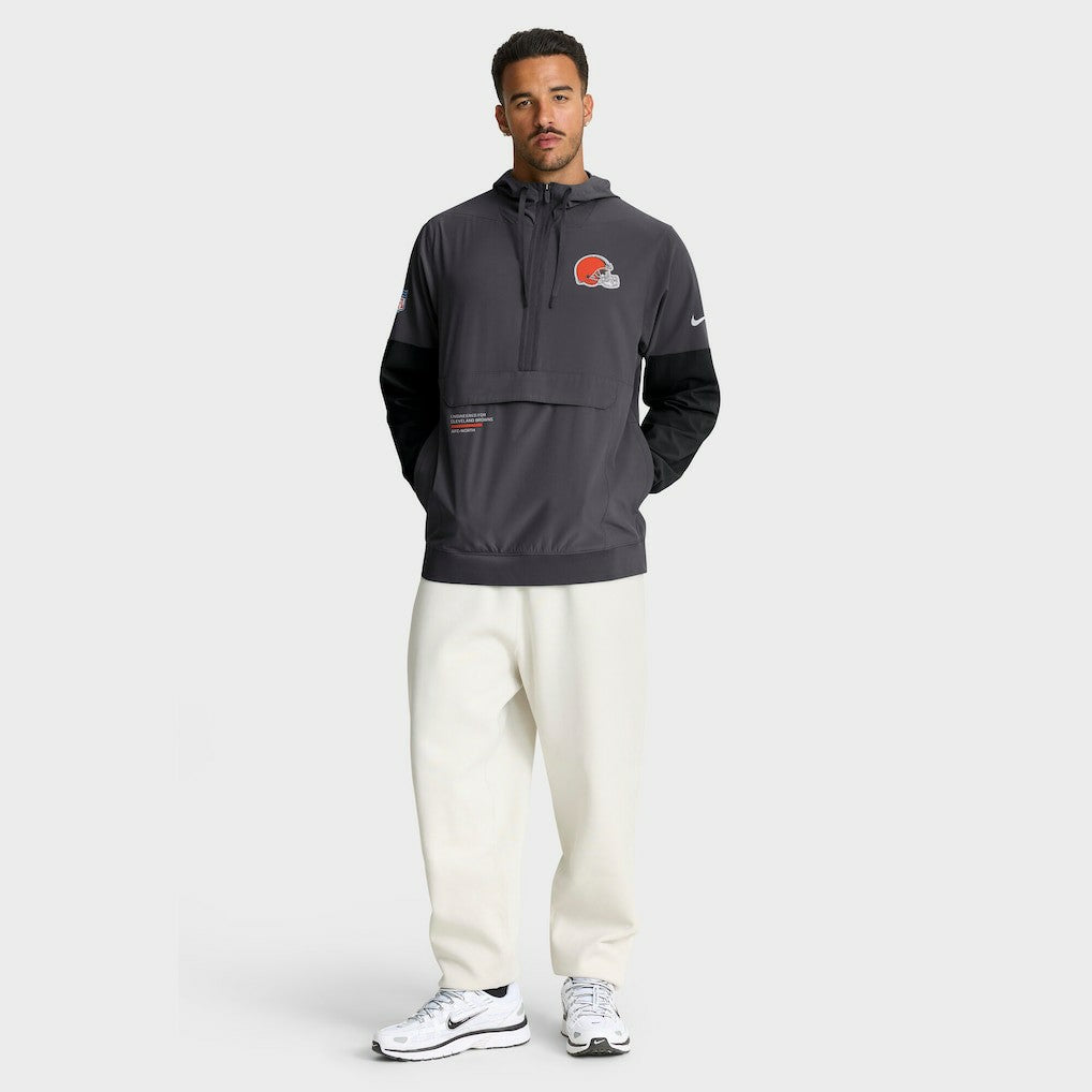 Cleveland Browns Sideline Anorak Half-Zip Hoodie Jacket Anthracite - Nike