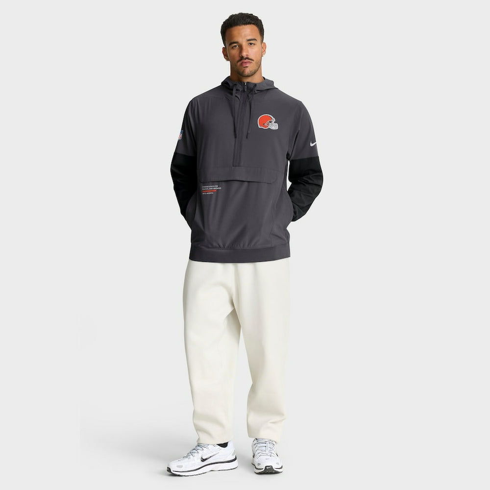 Cleveland Browns Sideline Anorak Half-Zip Hoodie Jacket Anthracite - Nike
